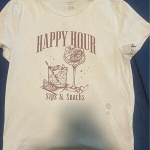 American Eagle Outfitters Cream Ribbed Tee